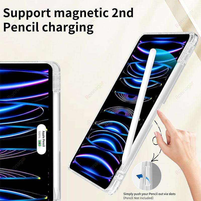 With Pencil Holder Case for iPad A16 11th 2025 Air11 13inch M3 M2 2024 iPad Pro11 12.9 13M4 M5 Air4 5 10th 9th 8 7 9.7 10.2 10.5