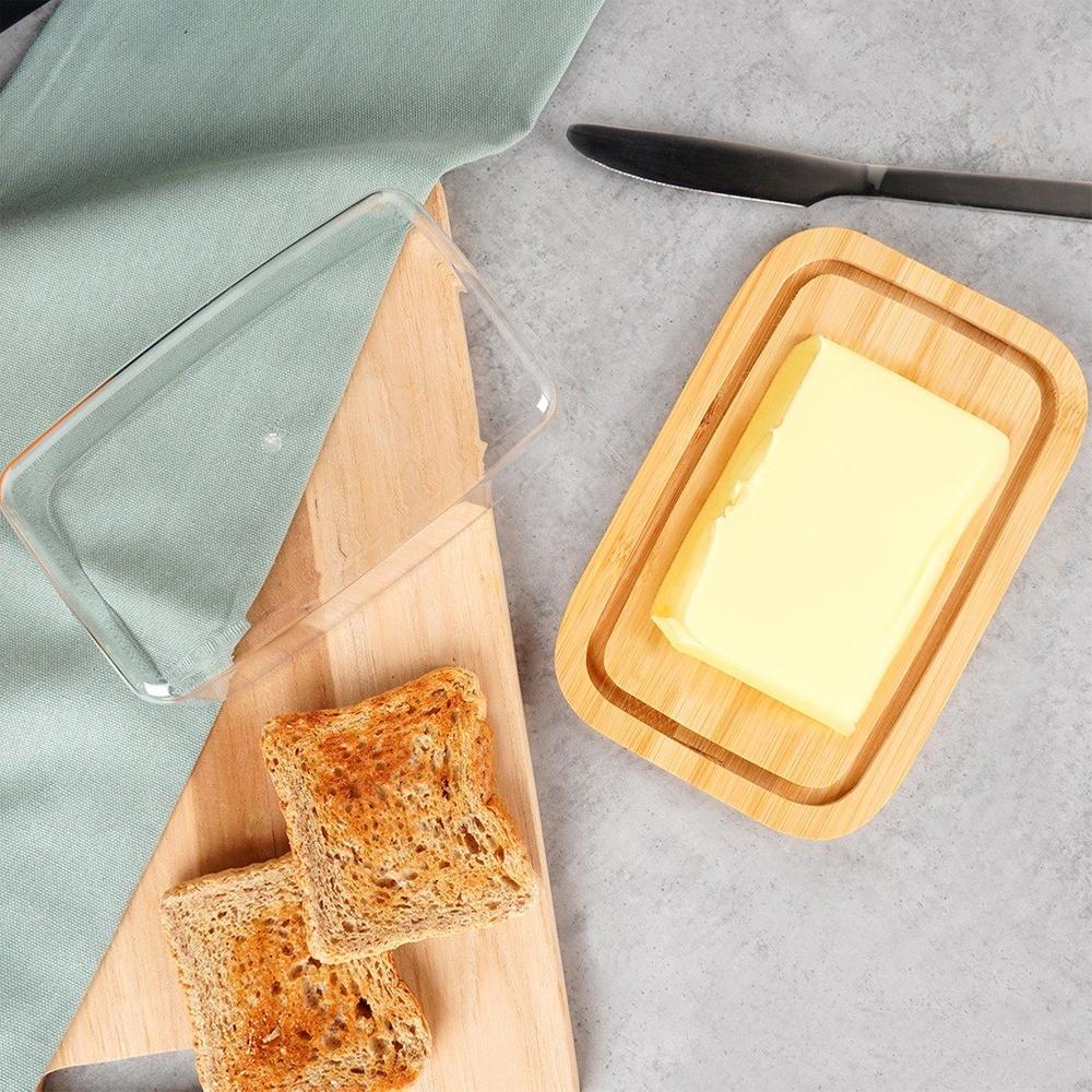 Bamboo Butter Dish Kitchen Container for Butter Storage