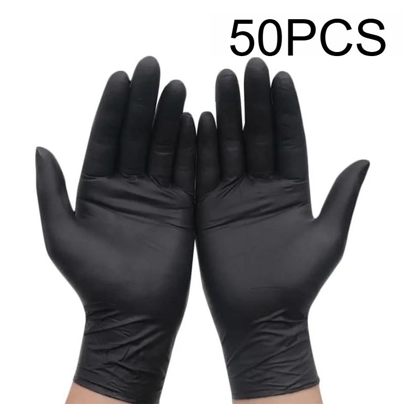 

100/50 шт. черные нитриловые одноразовые перчатки водонепроницаемые одноразовые перчатки для чистки парикмахерские перчатки подходят для ухода за домашними животными чистка татуировок L