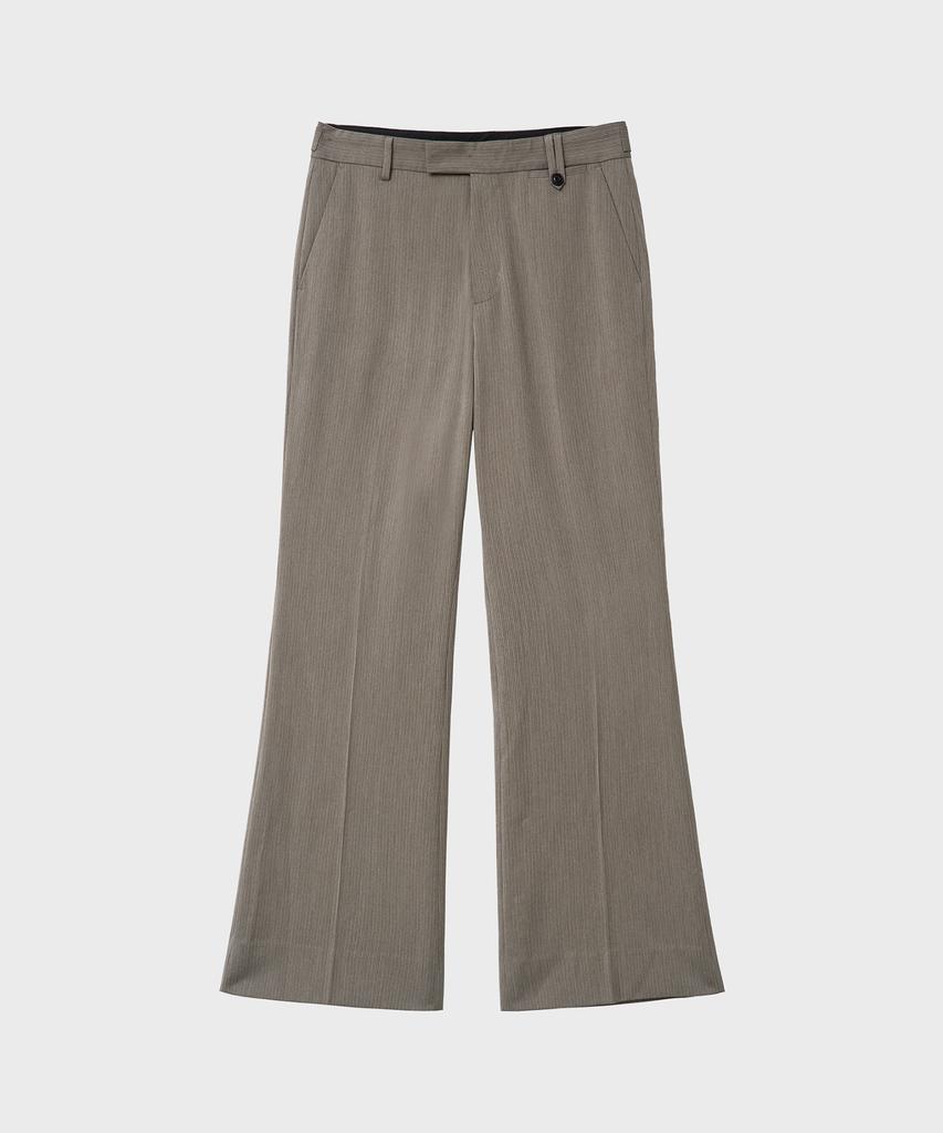 NOIRER Pinstripe Flare Slacks (Khaki Beige)