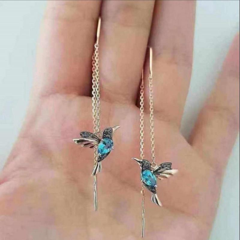 Orecchini Pendenti a Forma di Uccello Lussuosi e Unici, Orecchini con Lunghe Frange di Cristallo, Raffinati Accessori Gioiello da Donna