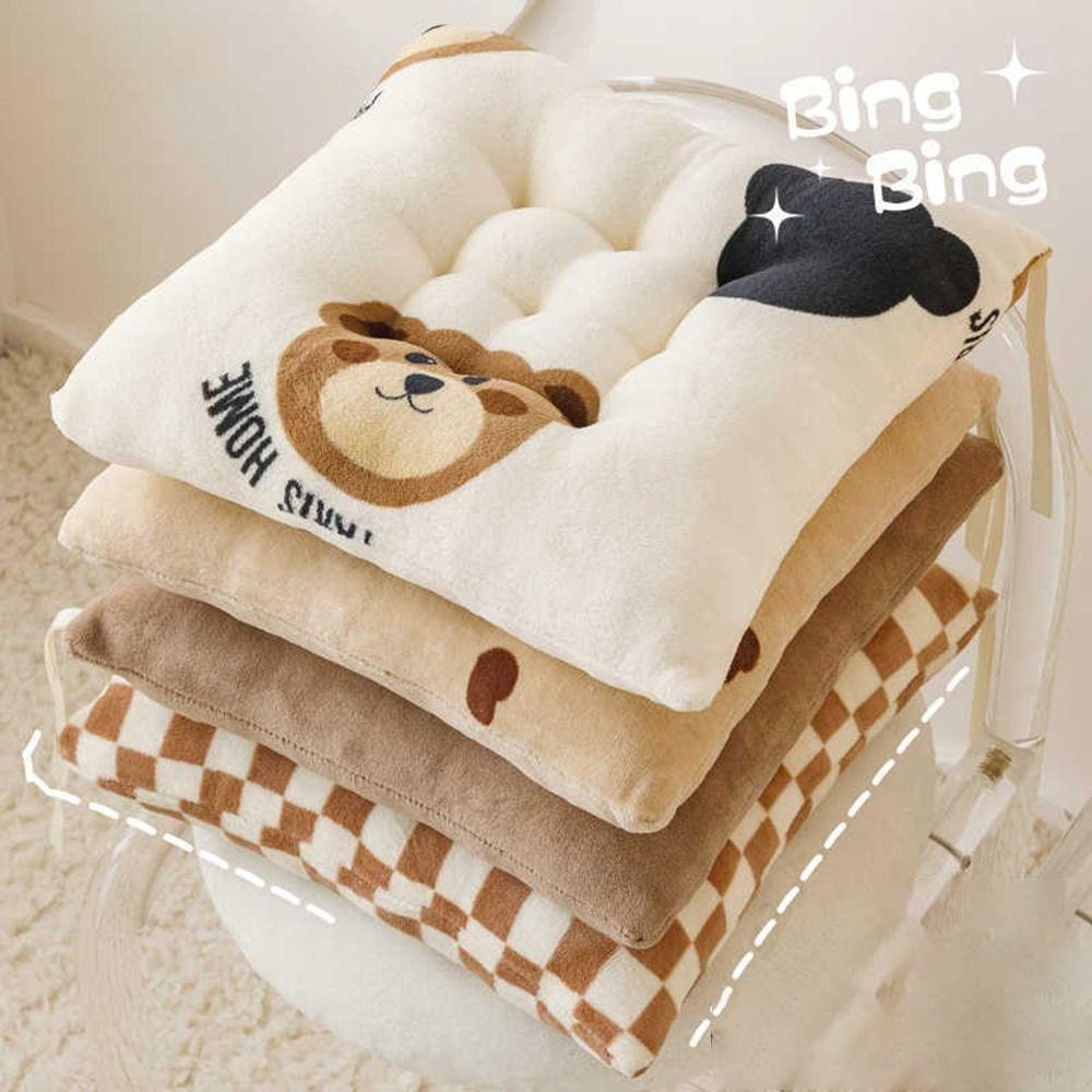 Plush Seat Cushion Square Stool Cushion Cute Back Cushion  for Home&Office