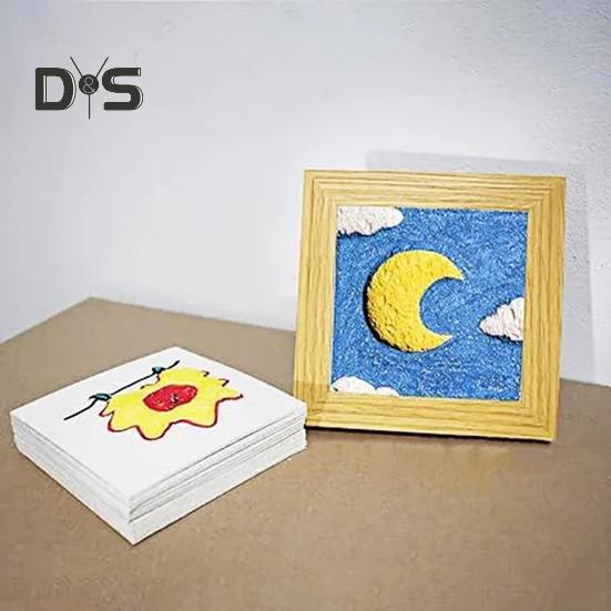 10/20Pcs Foam Texture Paper Round Square White Cellulose Cards Puffy Texture Acrylics Painting Paper 3D Canvas Sponge Kids DIY Art Craft Supplies