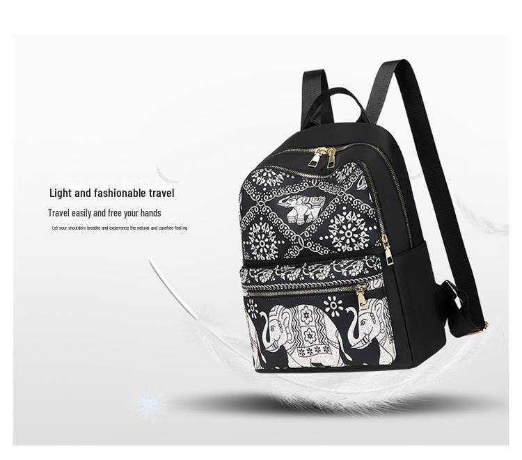 Damski Modny Plecak Podróżny z Tkaniny Oxford - Lekki, Casualowy, Drukowana Torba na Ramię