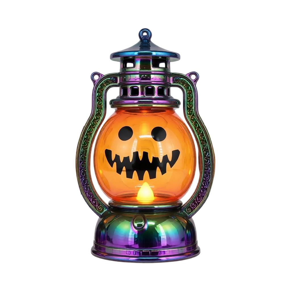 Halloween Pumpkin Lantern Decorative Tabletop Night Light Portable Handheld LED Candle Lamp for Indoor Outdoor Seasonal Atmosphere