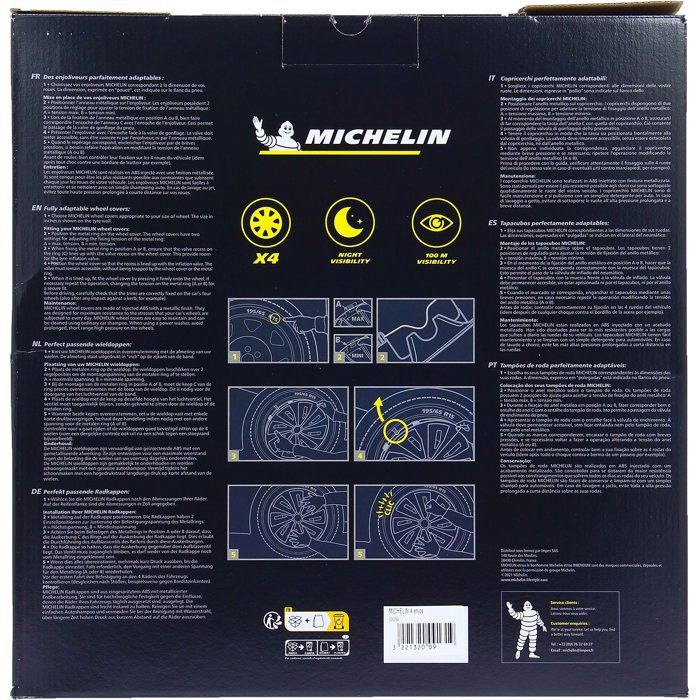 MICHELIN Enjoliveur 16" NVS 3D par 4 en boîte Noir