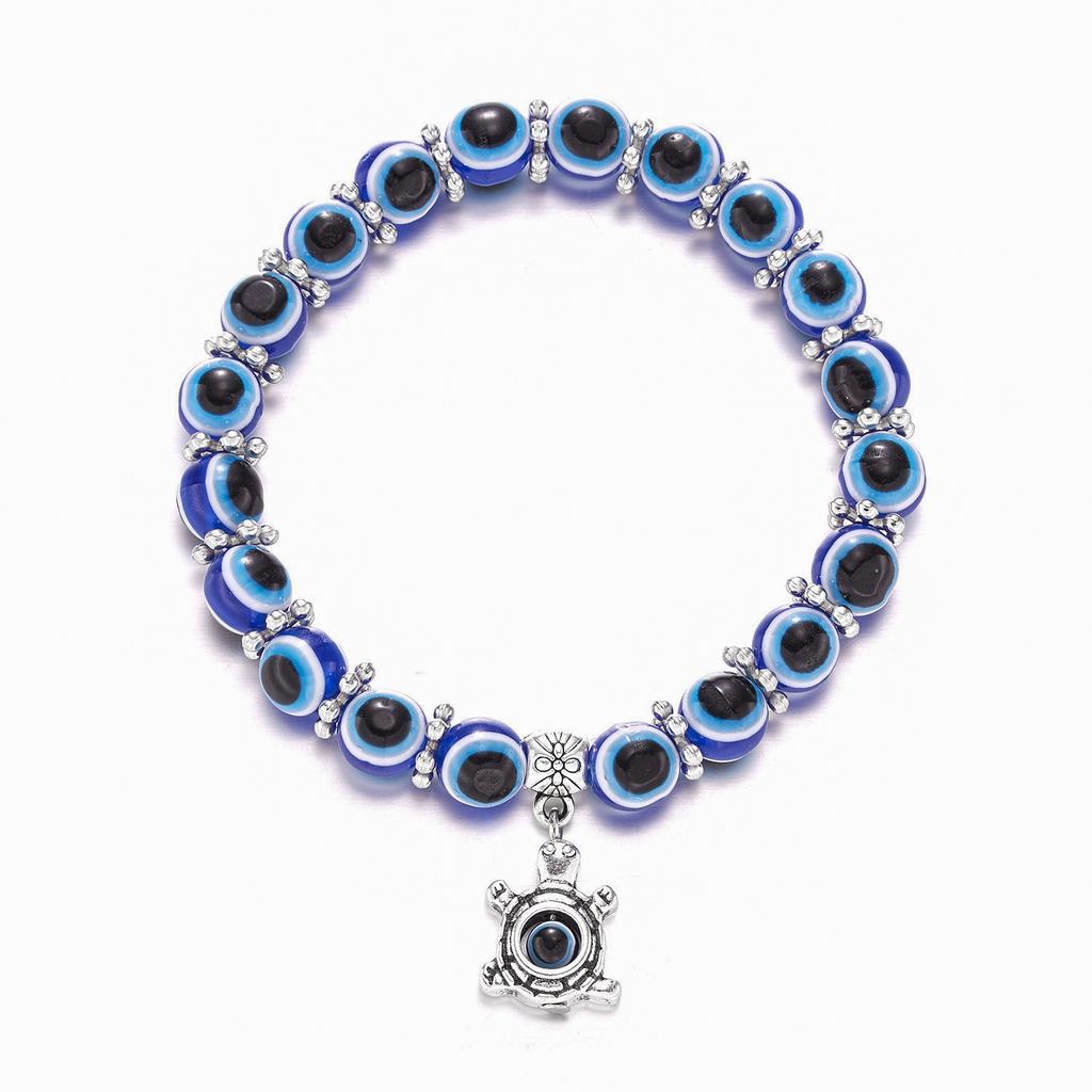 Lucky Blue Evil Eye Beaded Anklets for Women Handmade Elephant Hand of Fatima Butterfly Turtle Pendant Ankle Bracelet Jewelry