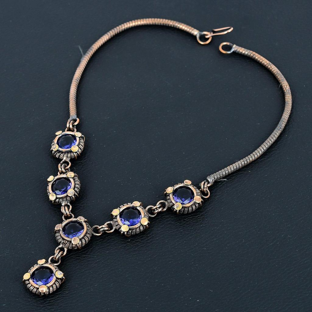 Amethyst Necklace Handmade Jewelry, 999 Copper Wire Wrapped Necklace Designer Gemstone Jewelry Adjustable Chain Necklace Gift For Mom