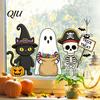 Removable Static Cling Decal Glass Sticker, No Residue Reusable Window Clings, Festive Glue-free Decoration with Halloween Dwarf Wizards Black