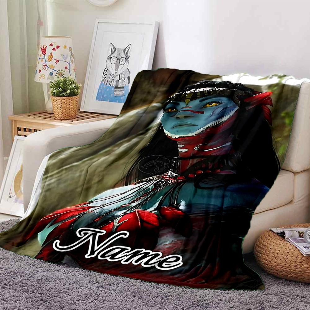 Custom Name Avatar Blue Beauty Party Blanket For Couch Bed Plush Cozy Fuzzy Blanket Super Soft Warm Blankets For Fall And Winter 0916282