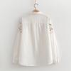 Spring Double Layer Yarn Embroidery Small Flower Bottom Shirt Blouse