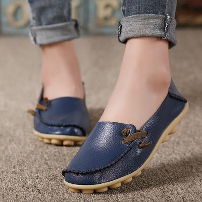 Chaussures plates d'été pour femmes, confortables, souples, en cuir véritable, antidérapantes, décontractées, grande taille