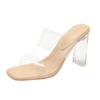 2025 new summer high-heeled slippers for women's summer outer wear new one-word with transparent sandals for women's thick-heeled sandals for women