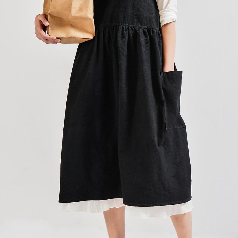 Green Cozy Kitchen Apron Korean Style Cotton Apron Soft with Adjustable Aprons for Women with Pockets Cooking Kitchen Baking
