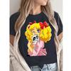 Camiseta Streetwear com Estampa de Desenho Animado de Doce Roupas Harajuku Moda Camiseta Feminina Manga Curta Verão Casual Gola O Top