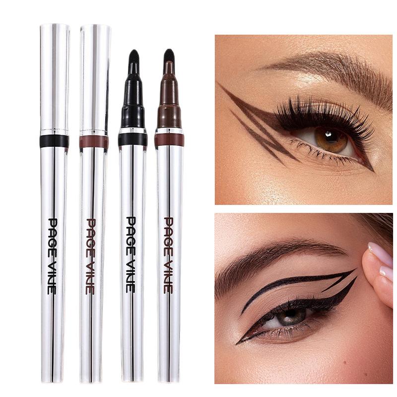 Liquid Silver Eyeliner Gel Pen Dries Quickly Waterproof Long-lasting Smudge-resistant Smooth Paddle Shaped Pen Tip
