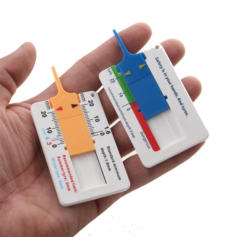 Měřidlo hloubky dezénu pneumatiky z plastu - posuvné měřítko 0-20 mm