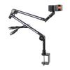 Desk Microphone Stand 360 Degree Adjustable Metal Boom Arm Mic Stand with RGB Light for Live Gaming