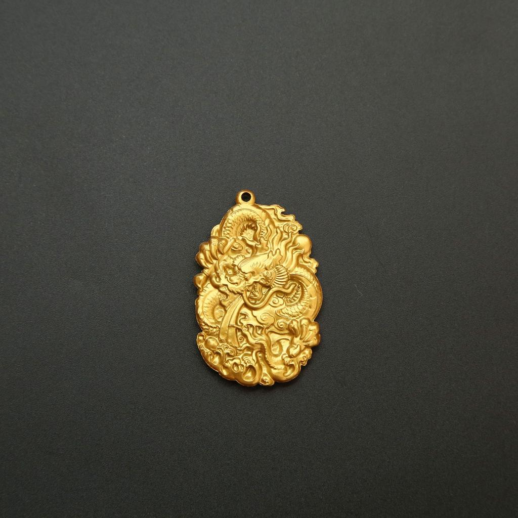 Dragon Brass Double-Sided Double-Dragon Tag Keychain Pendant Men'S And Women'S Bags Car Keys Pendants Accessories