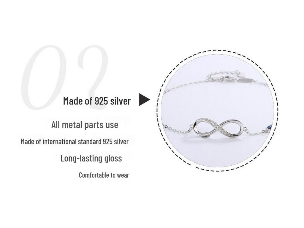 925 Sterling Silver Infinity Heart Bracelet with Crystal - Elegant Women's Jewelry Gift