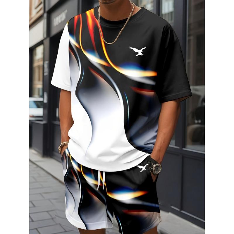 Men s crew neck short sleeves and shorts two-piece set S