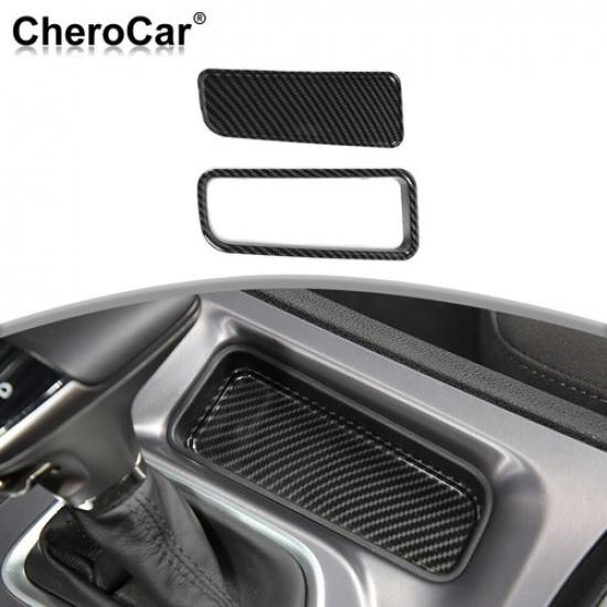 For 2015+ Dodge Charger Console Gear Shift Storage Box Cover Trim Carbon Fiber
