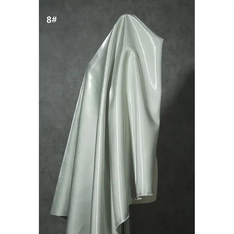 150Cm Wide Luxury Glossy Metallic Liquid Satin Fabric Galaxy Shiny Cloth Crafts for Fashion Designer Show Dress Comfort Material