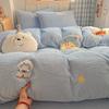 Thickened Milk Fleece Bed Four-Piece Set Warm Children'S Bedding Teddy Coral Fleece Quilt Cover Bed Sheet Three-Piece Set