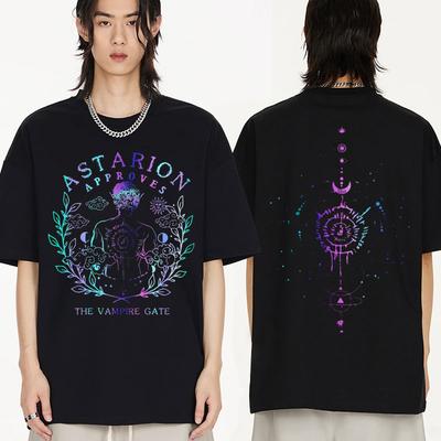 Vintage Astarion Baldurs Gate 3 Komik Tişört Erkek Kadın Moda %100 Pamuk Günlük Oversize Kısa Kollu Tişört Sokak Giyim