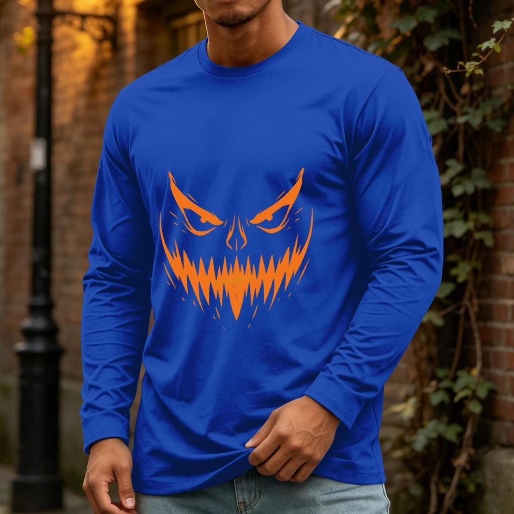 Men's Casual Long Sleeve Neck T-Shirt for Halloween
