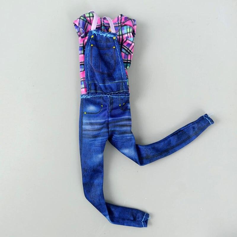 Motedukkeklær For Barbie Dukke Antrekk Fargerik Rutete Topp Denim Bukser Smekke Body Rompere BJD Dukke 1/6 Dukketilbehør