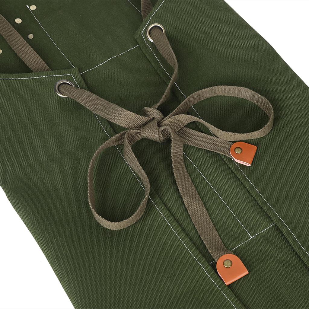 Y Yakunitatsu Work Apron, Canvas, Thick Cotton, Available In 10 Colors, Cafe Apron, DIY, Artisan Work, One Size Fits All, Unisex (Grayish Green)