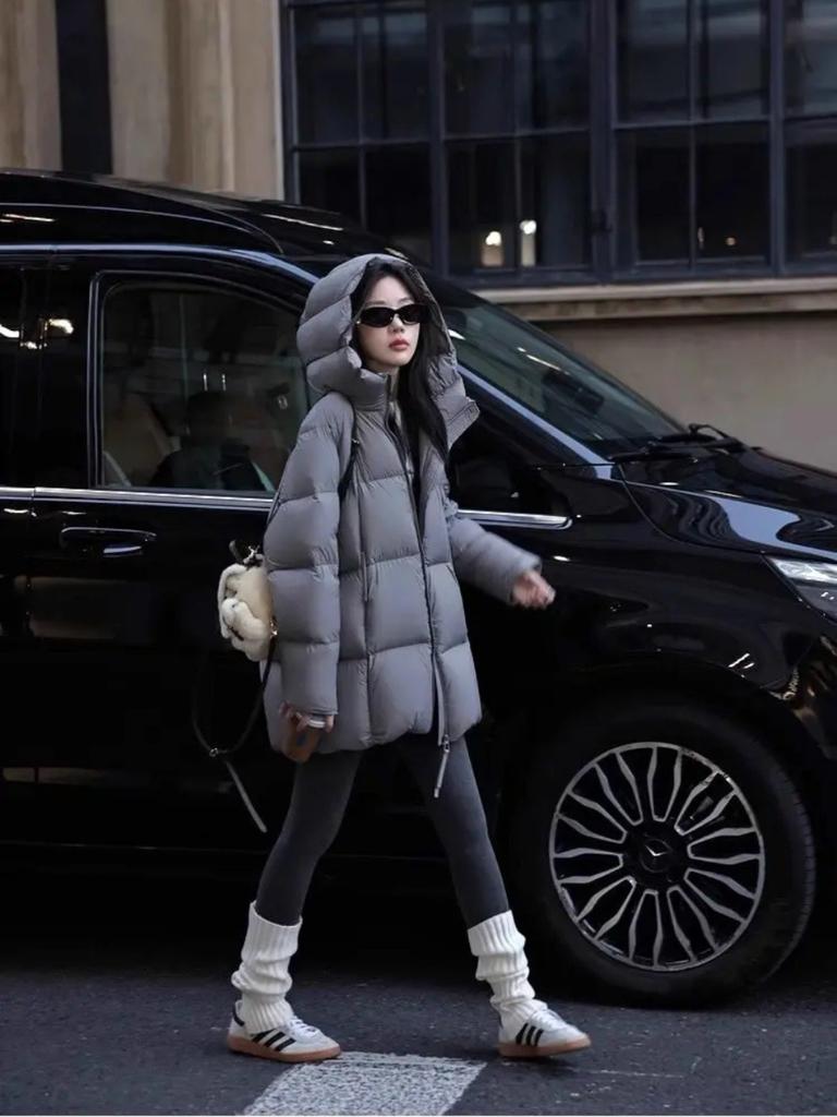 Cotton Puff Style Soft 2025 New Cotton Coat Cotton Coat Mid-length Cotton Coat Women's Hooded Jacket Thickened Cotton Coat