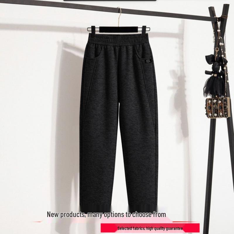Velvet-Lined High Waist Pants for Middle-Aged Women - Winter Fashion for Shorter Figures