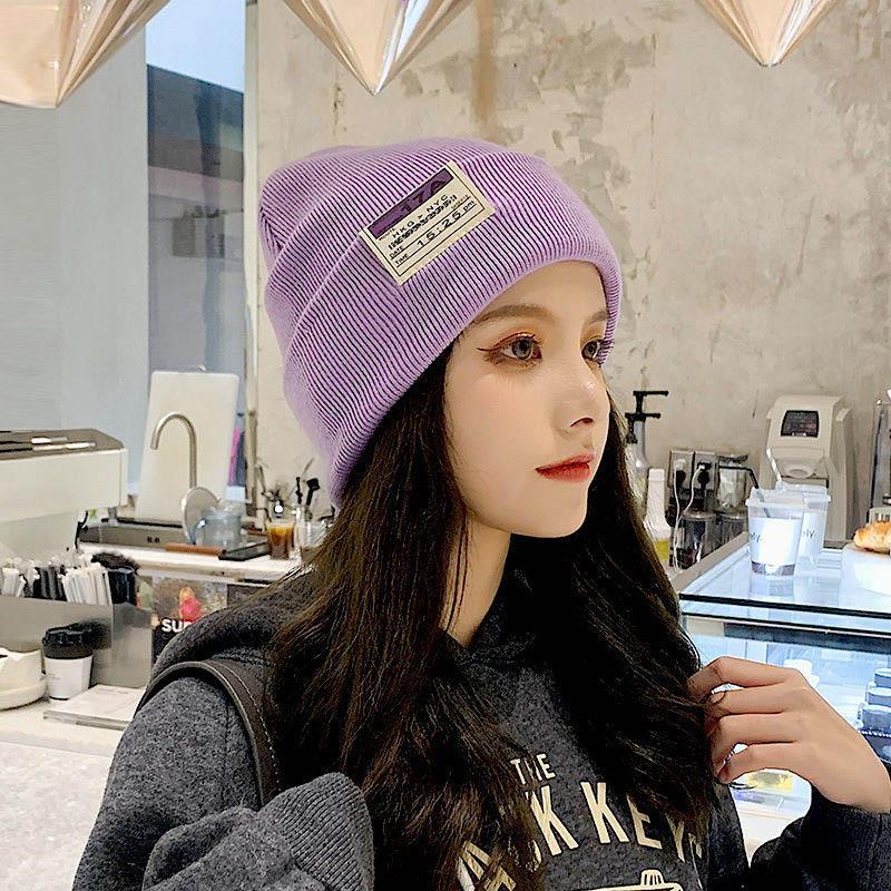 Autumn Hat Female Winter And Warm Candy Color Knitted Hat Japanese Wild Big Face Was Thin Woolen Hat Student