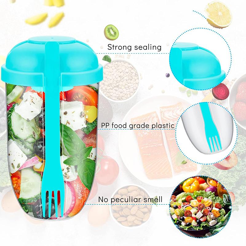 Salad Cup With Lids And Fork Portable Breakfast Cup Fresh Salad Shaker Container Cereal Nut Yogurt Salad Cup Lunch Box Bento Box