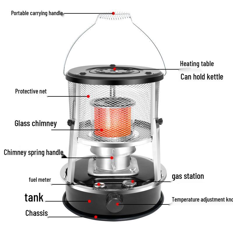 Adjustable Height Glass Chimney Kerosene Stove for Outdoor Camping & Indoor Use