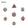 7 Pcs Copper Red Rotary Cyclone Metal Dice Hollow Metal Polyhedral Dice Set Suitable for Role-Playing RPG  Board Game Card Game