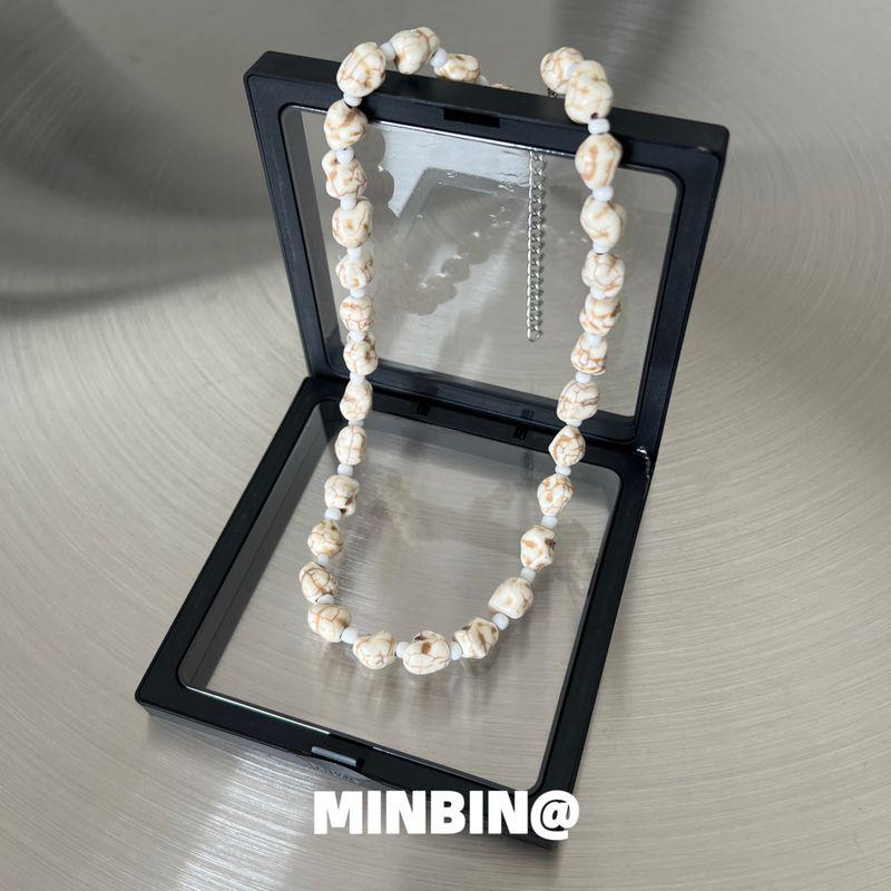 

White Turquoise Necklace Boys Niche Design High Sense European and American Hip-hop Choker Men s and Women s Necklace Beaded Choker White Turquoise Beaded Necklace