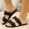Fashion Polka Dot Bowknot Flat Sandals for Women 2025 Summer Fashion Comfortable Beach Slippers Woman Lightweight Casual Outdoor Slides