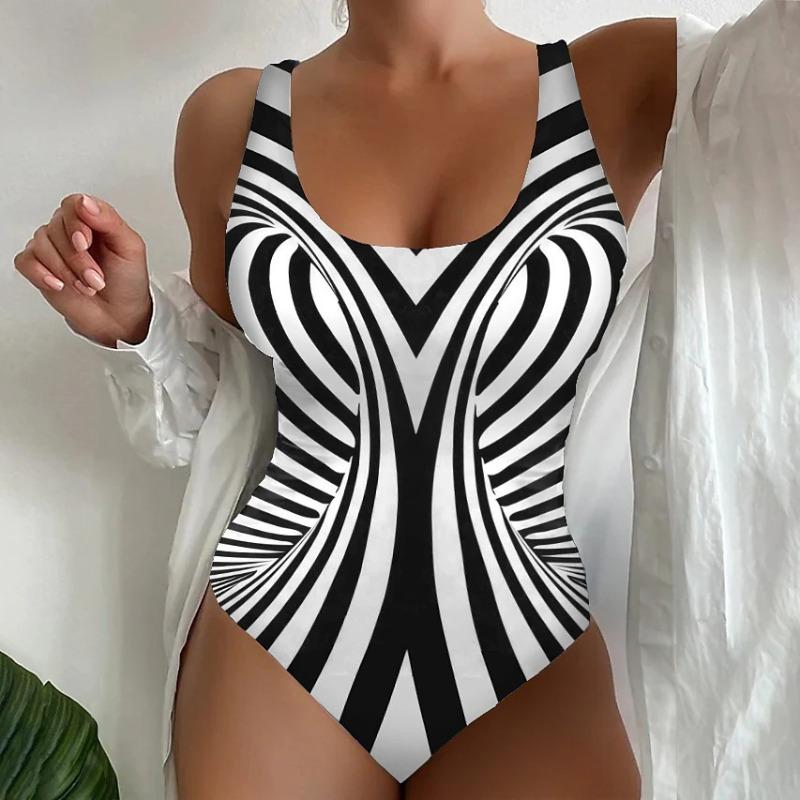 New Bikini Sexy Skin Tone One-piece Bikini Swimsuit Printed Women s Swimsuit S