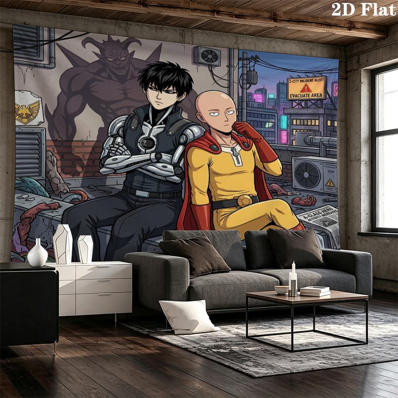 Onepunch Man Wandteppich Ästhetisches Wandbehang Gedruckter Stoffdecke Dekorative Wandteppiche Für Schlafzimmer Wohnzimmer Heimdekoration