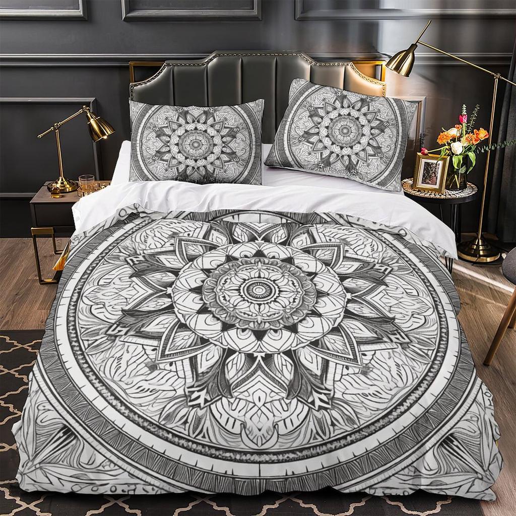 3D Digital Printing Mandala Series Quilt Cover Pillowcase Two Or Three-Piece Set Polyester Abraded