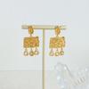 Mechanism-Inspired Zircon Square Plate Earrings, Titanium Steel, 18K Gold, Non-Fading, Personalized Statement Ear Jewelry