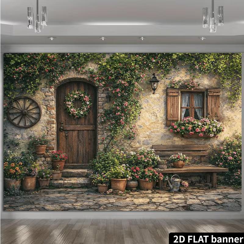 2D Ländliche Straße Blumiges Porträt Fotohintergrund