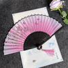 Vintage hedvábný skládací ruční vějíř čínské bambusové vějíře řemeslné dárky ženy taneční rekvizity domácí dekorace ozdoby