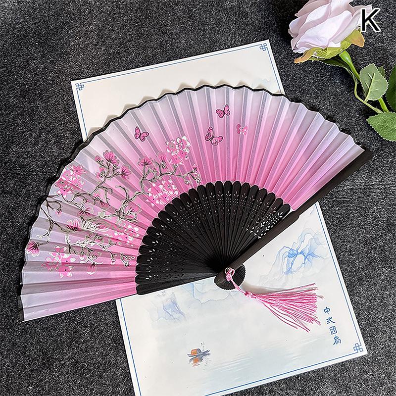 Vintage Silk Folding Hand Fan Chinese Bamboo Fans Craft Gifts Women Dance Performance Props Home Decoration Ornaments