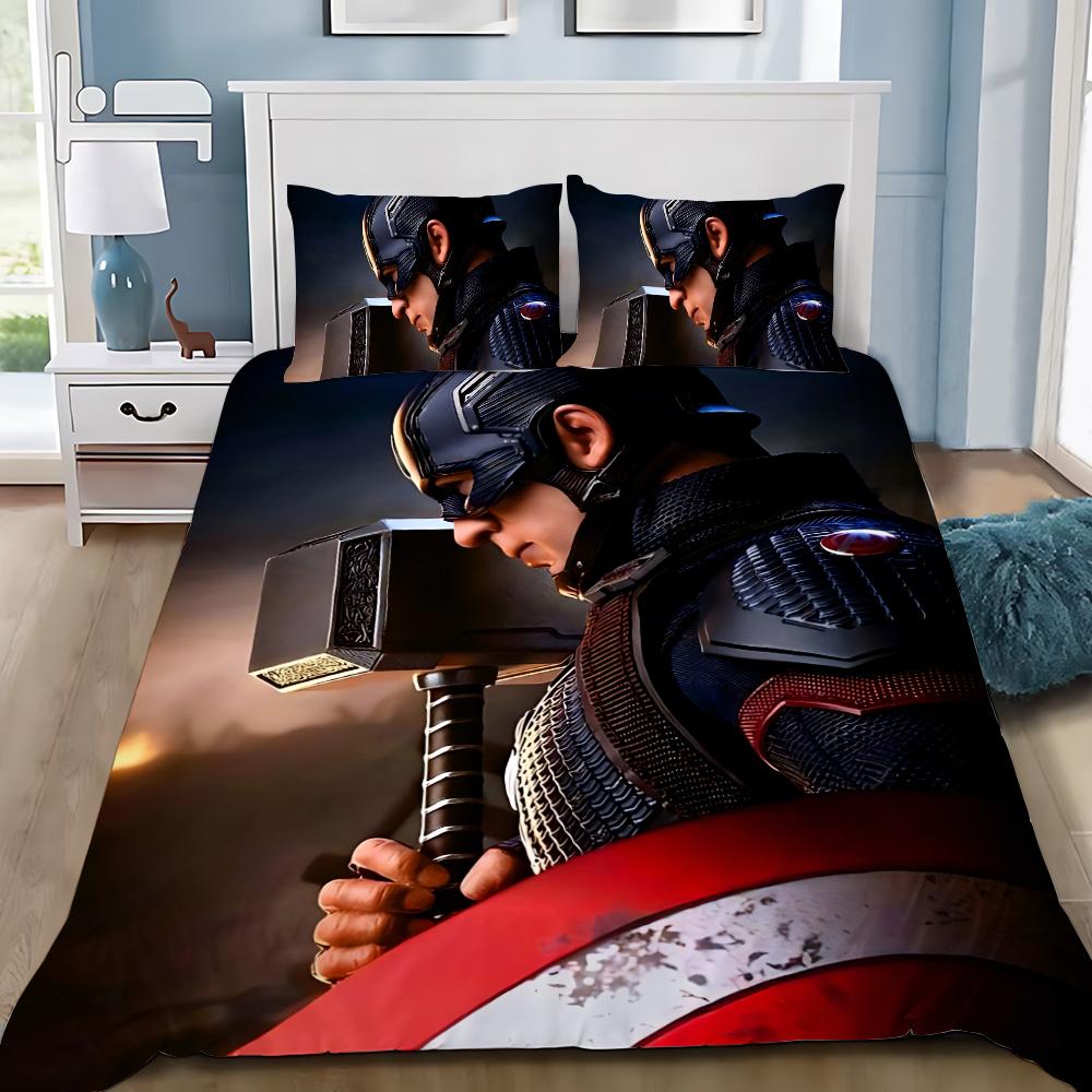 Heiße Captain America Bettwäsche-Set Kissenbezug Superhelden Bettwäsche-Set Erwachsene Junge Mädchen Schlafzimmer Dekoration Einzel Doppel Große Größe
