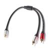 Audio Splitter Cable Portable Clear Sound Stable Signal 28cm 1 RCA Female To 2 Male AUX Audio Cord for Computer