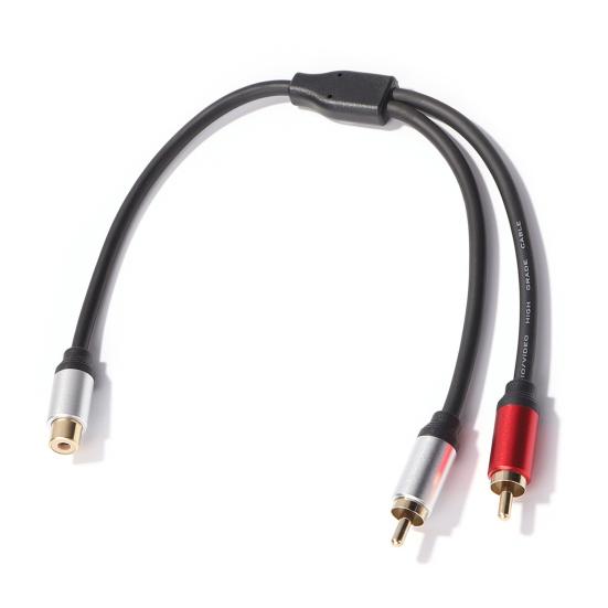 Audio Splitter Cable Portable Clear Sound Stable Signal 28cm 1 RCA Female To 2 Male AUX Audio Cord for Computer